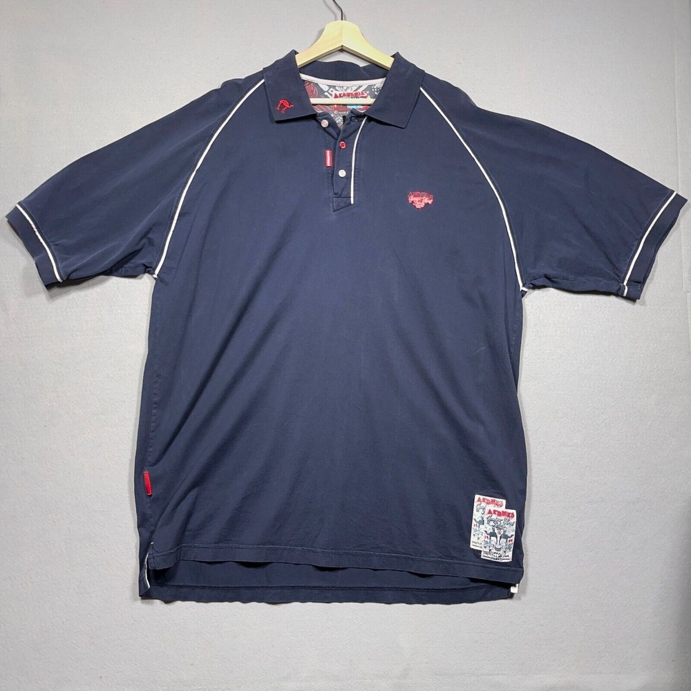 VTG Academiks Polo Shirt Men 3XL Relaxed Fit Navy Blue Contrast Piping Hip Hop